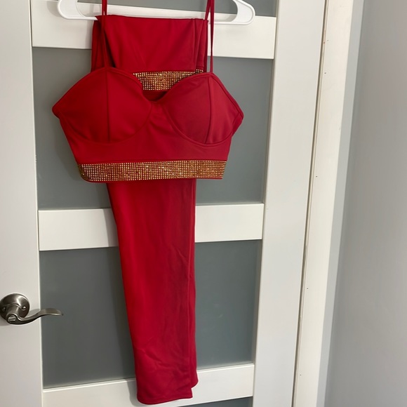 Bandage Set 2 Pieces Strap Sleeveless Bustiers And Long  Trousers - Picture 2 of 14